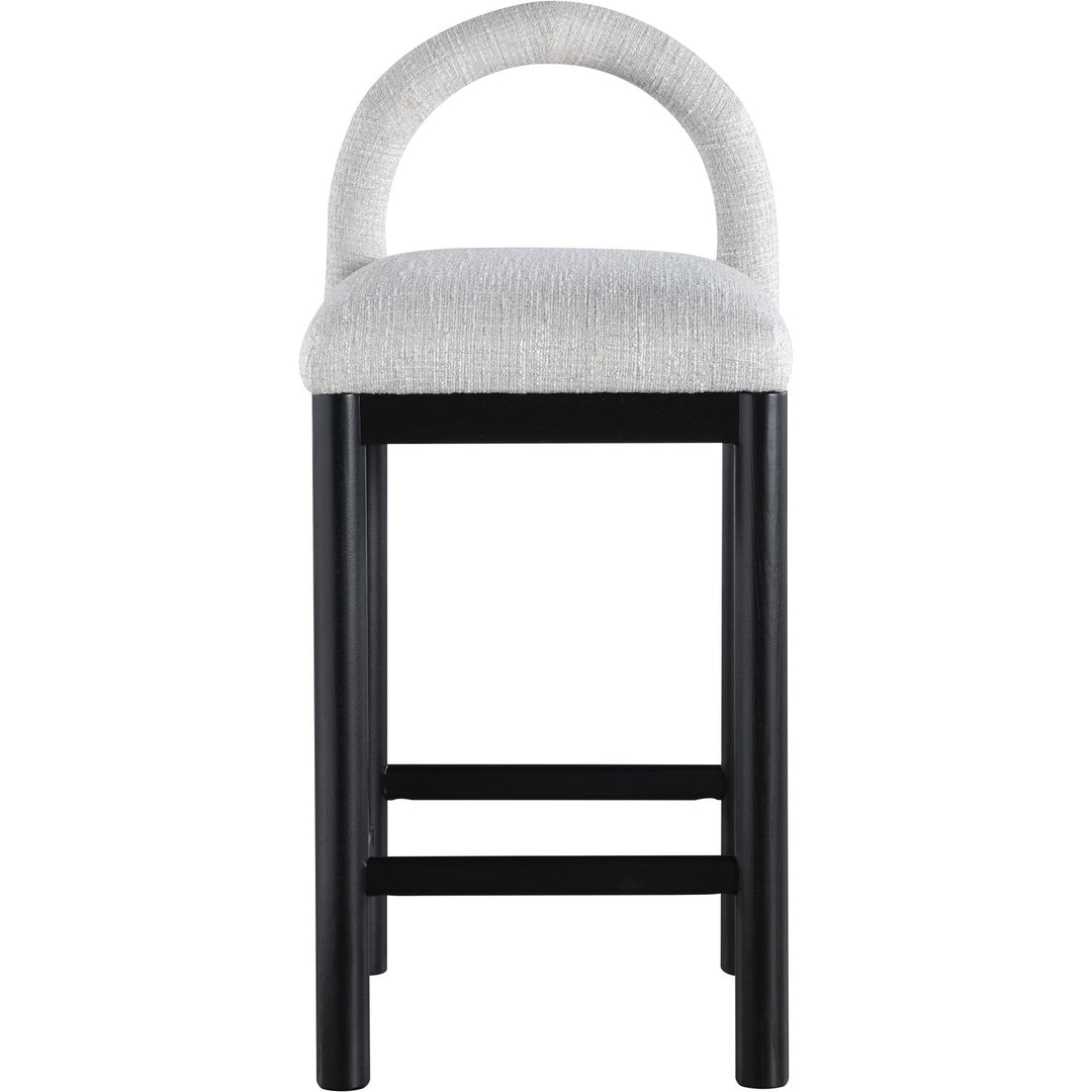 Conrad Linen Textured Fabric Upholstered Counter Stool — Grey / Black