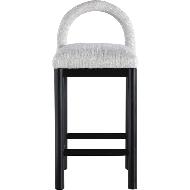 Conrad Linen Textured Fabric Upholstered Counter Stool — Grey / Black