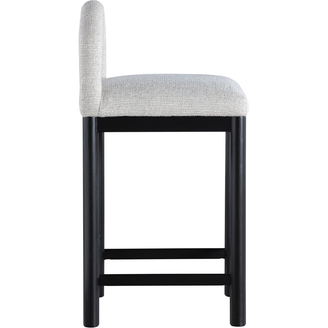 Conrad Linen Textured Fabric Upholstered Counter Stool — Grey / Black