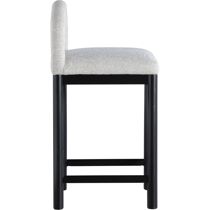 Conrad Linen Textured Fabric Upholstered Counter Stool — Grey / Black