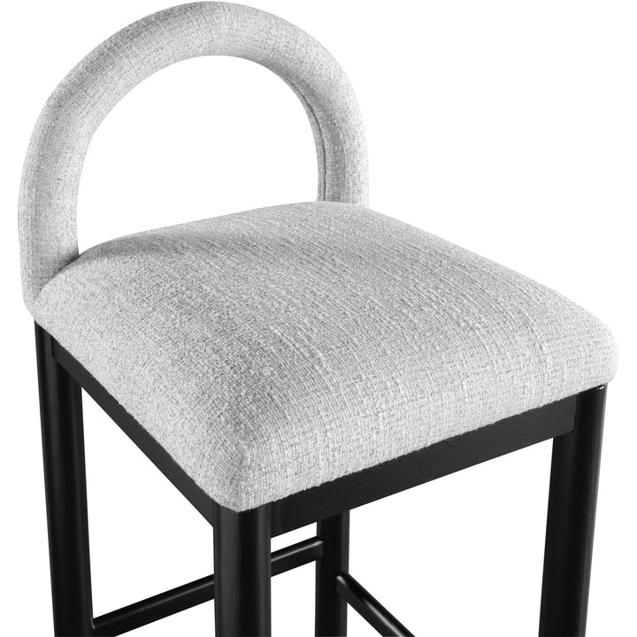Conrad Linen Textured Fabric Upholstered Counter Stool — Grey / Black