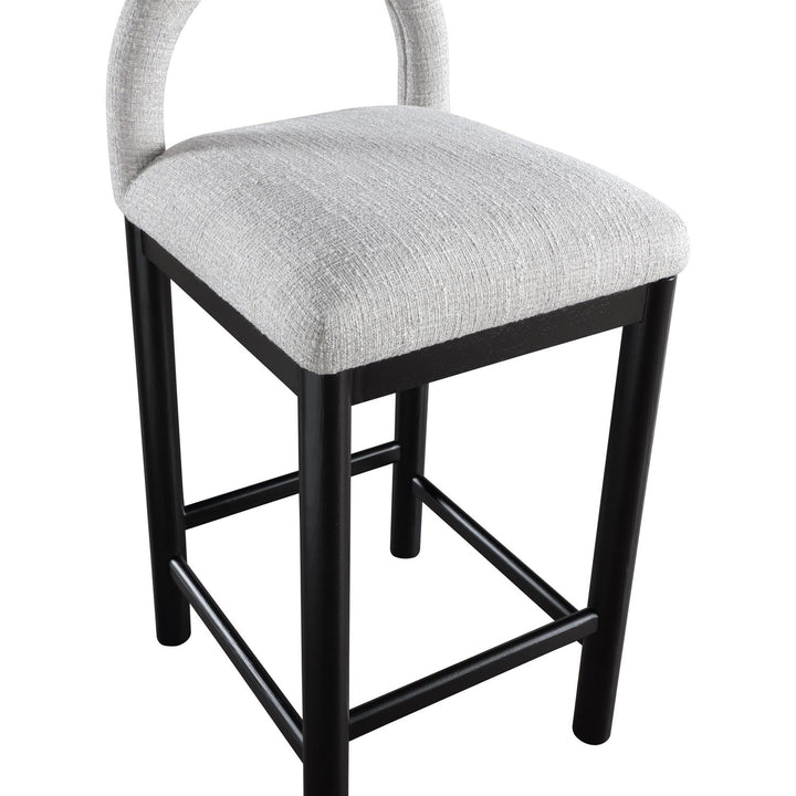 Conrad Linen Textured Fabric Upholstered Counter Stool — Grey / Black