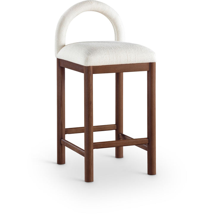 Conrad Linen Textured Fabric Upholstered Counter Stool — Cream / Brown