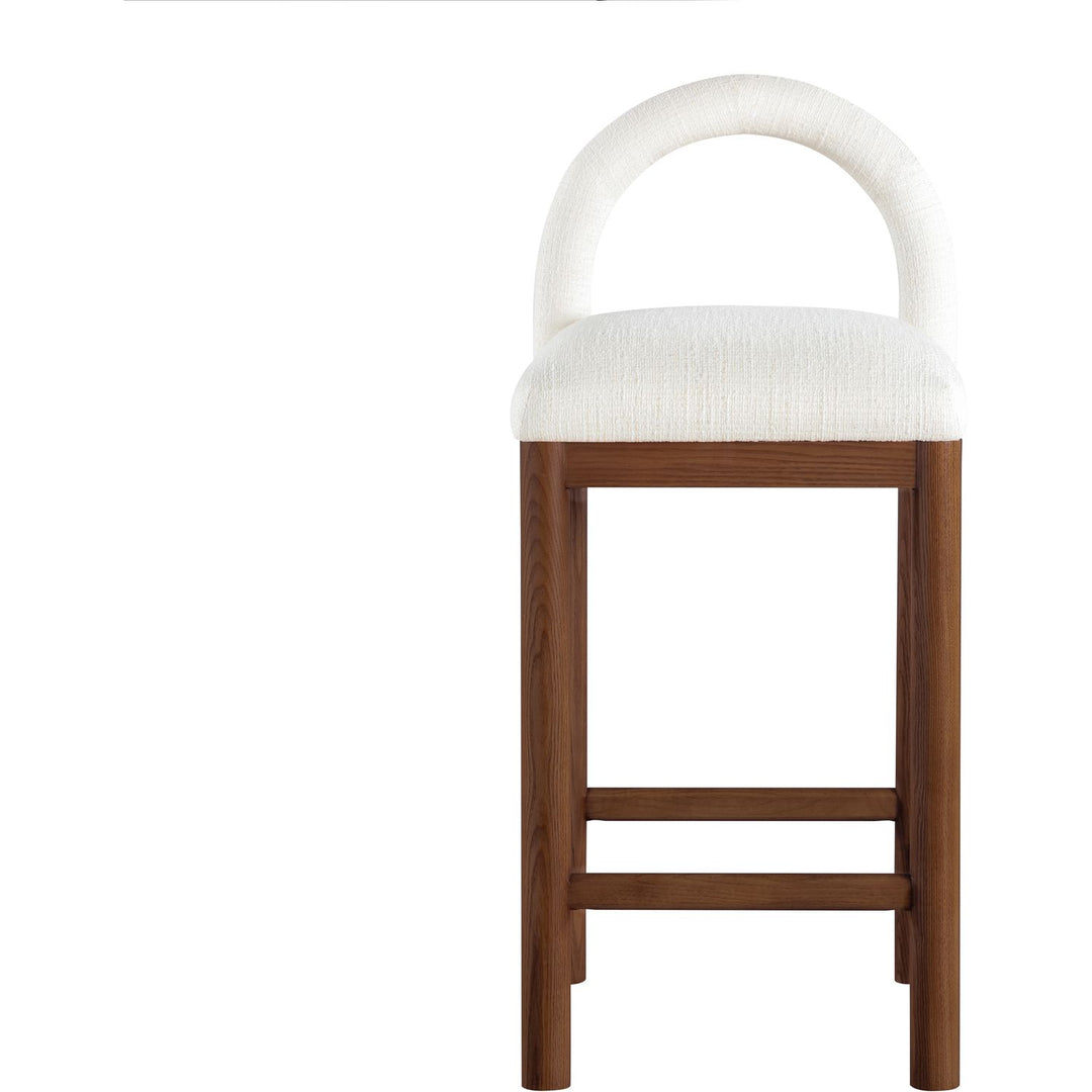Conrad Linen Textured Fabric Upholstered Counter Stool — Cream / Brown