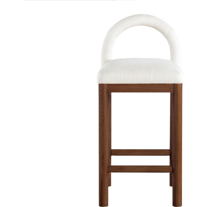 Conrad Linen Textured Fabric Upholstered Counter Stool — Cream / Brown