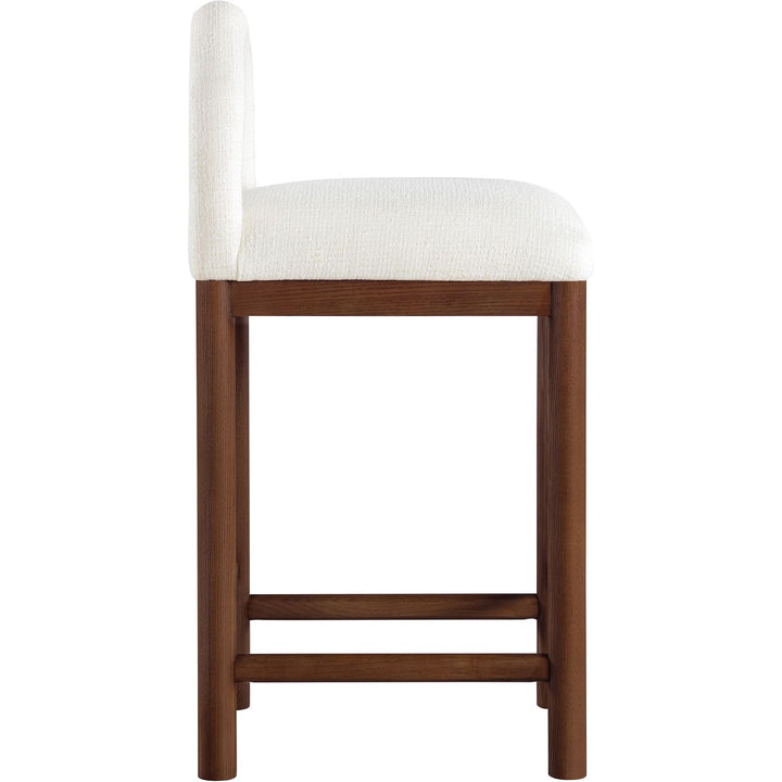 Conrad Linen Textured Fabric Upholstered Counter Stool — Cream / Brown
