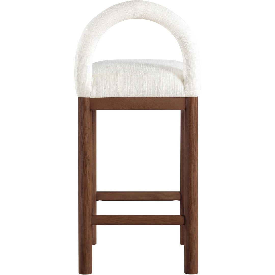 Conrad Linen Textured Fabric Upholstered Counter Stool — Cream / Brown
