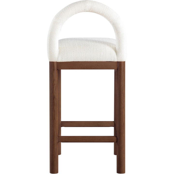 Conrad Linen Textured Fabric Upholstered Counter Stool — Cream / Brown