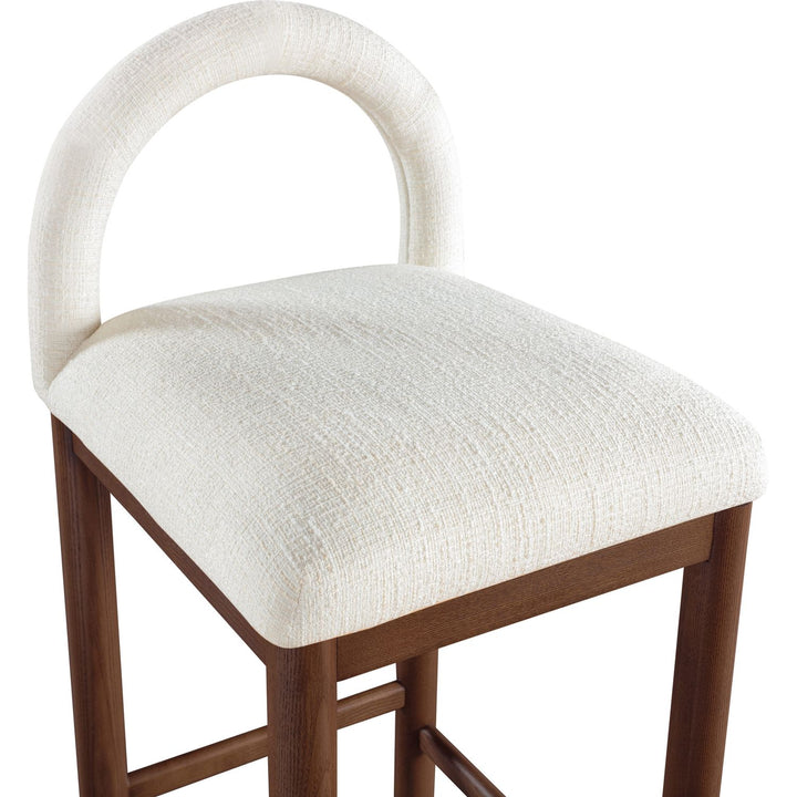 Conrad Linen Textured Fabric Upholstered Counter Stool — Cream / Brown