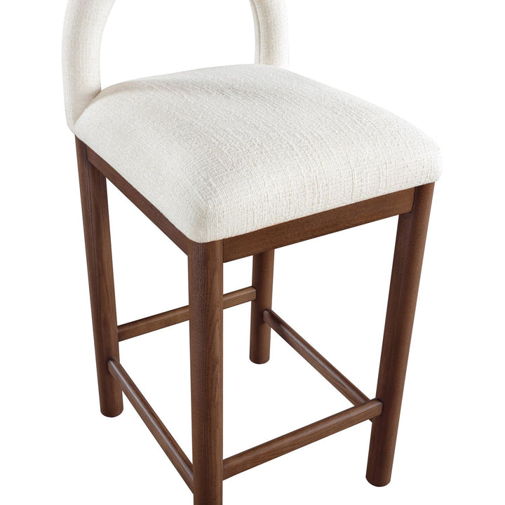 Conrad Linen Textured Fabric Upholstered Counter Stool — Cream / Brown