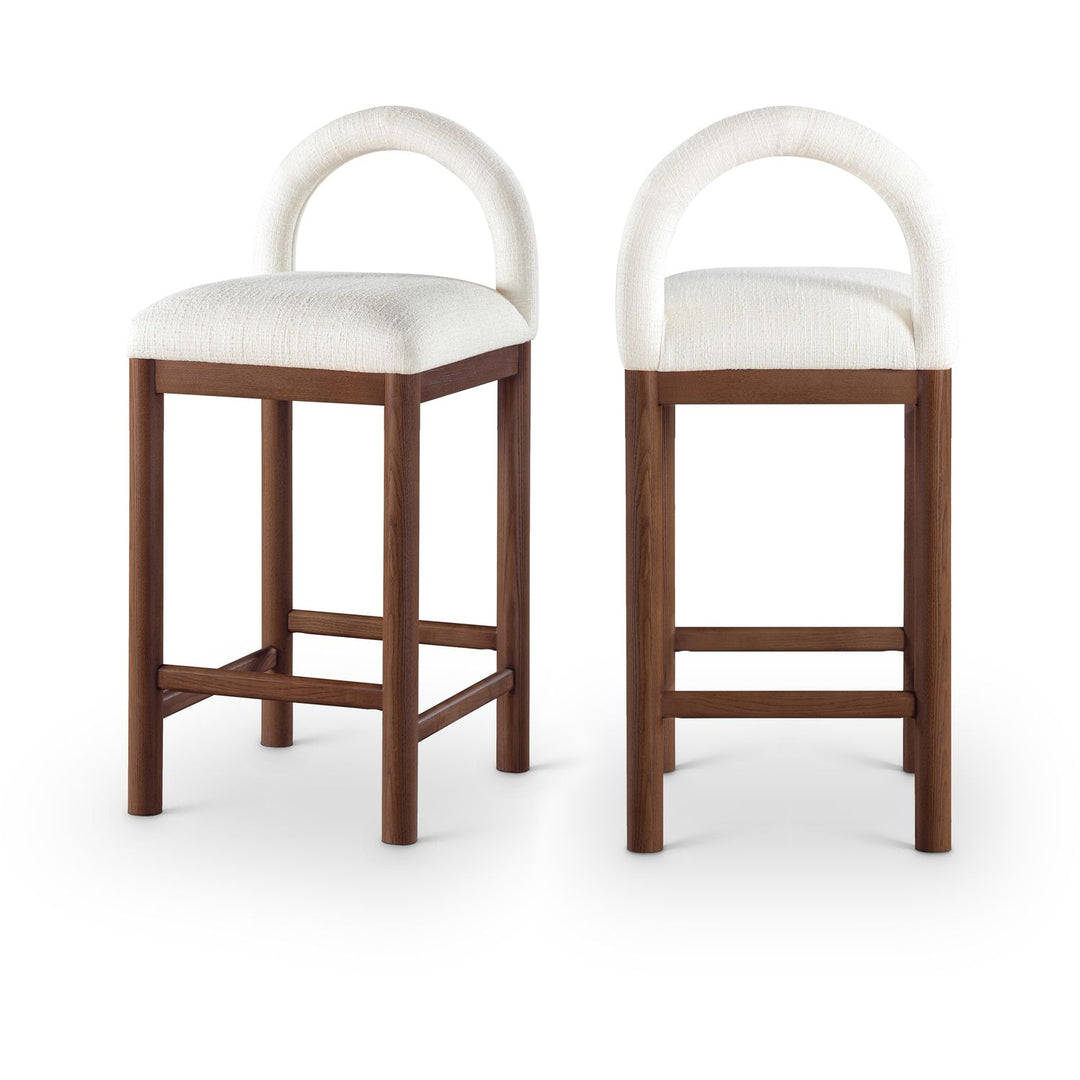 Conrad Cream Linen Textured Fabric Upholstered Counter Stool