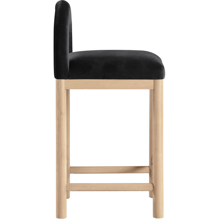 Conrad Velvet Upholstered Counter Stool — Black / Natural