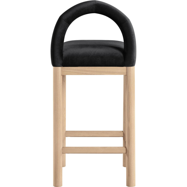 Conrad Velvet Upholstered Counter Stool — Black / Natural