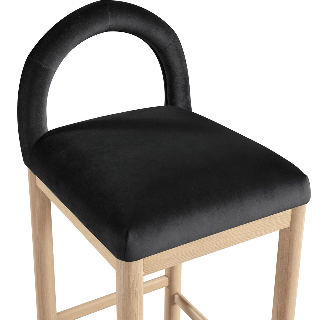 Conrad Velvet Upholstered Counter Stool — Black / Natural
