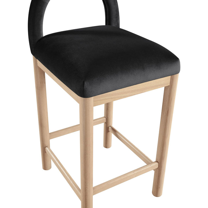Conrad Velvet Upholstered Counter Stool — Black / Natural