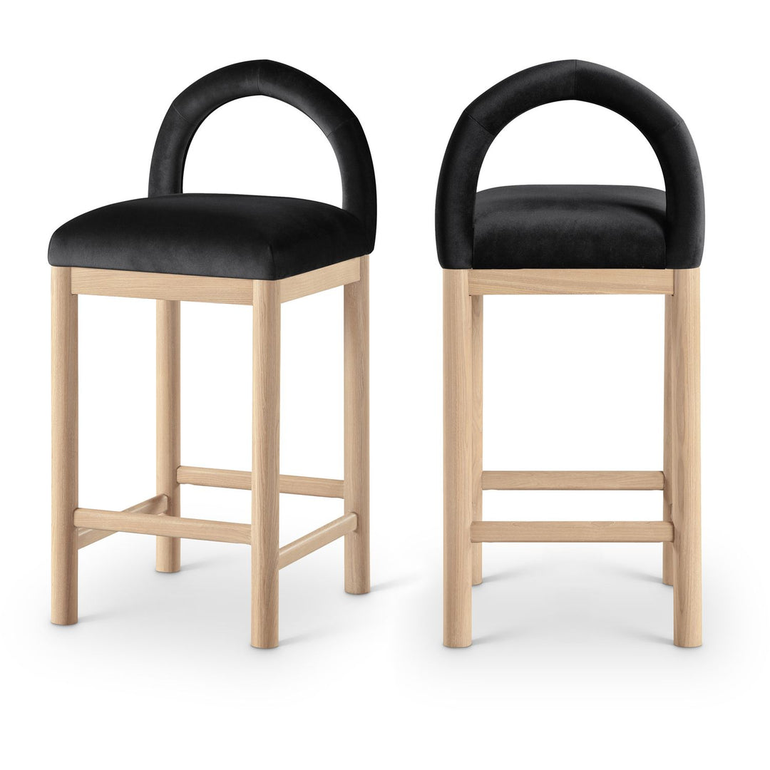 Conrad Black Velvet Upholstered Counter Stool