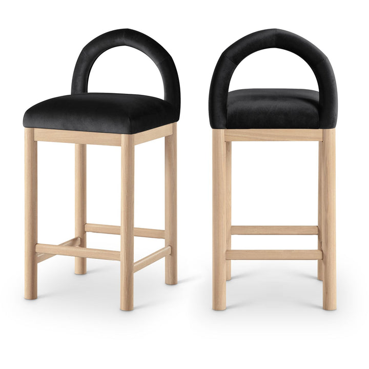 Conrad Black Velvet Upholstered Counter Stool