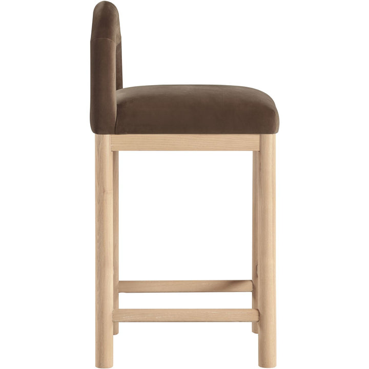 Conrad Velvet Upholstered Counter Stool — Brown / Natural