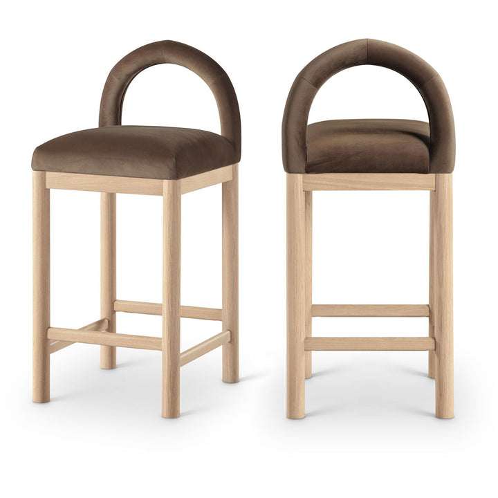 Conrad Brown Velvet Upholstered Counter Stool