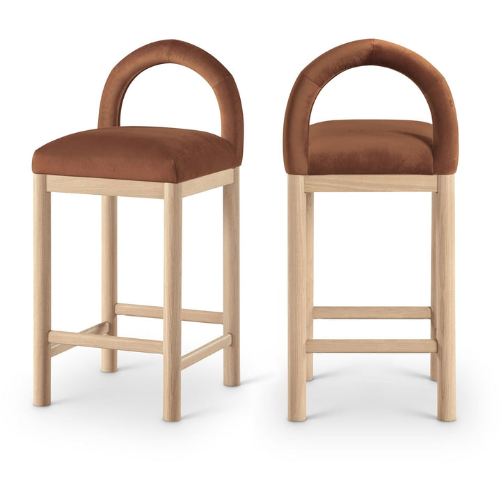 Conrad Cognac Velvet Upholstered Counter Stool