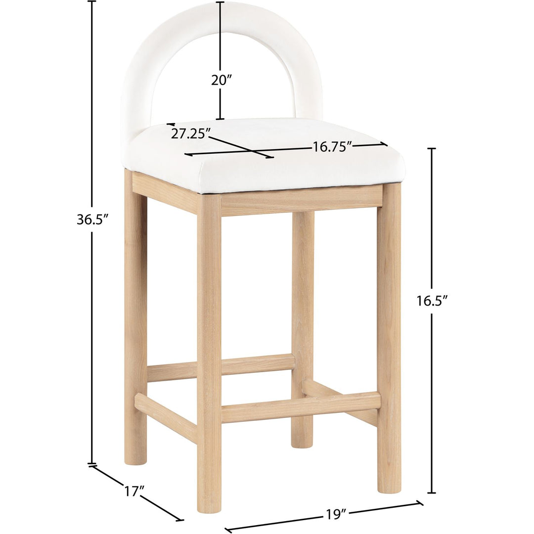 Conrad Velvet Upholstered Counter Stool — Cream / Natural