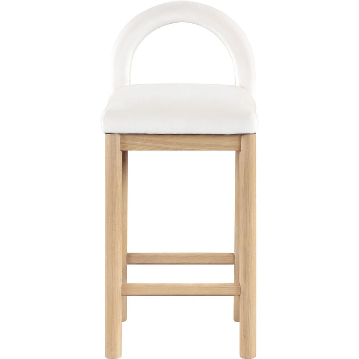 Conrad Velvet Upholstered Counter Stool — Cream / Natural