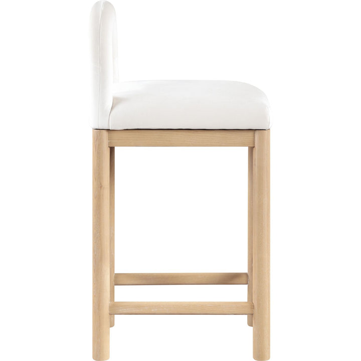 Conrad Velvet Upholstered Counter Stool — Cream / Natural