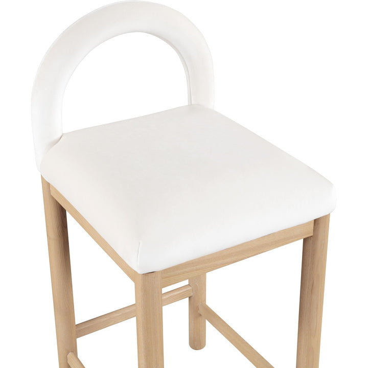 Conrad Velvet Upholstered Counter Stool — Cream / Natural