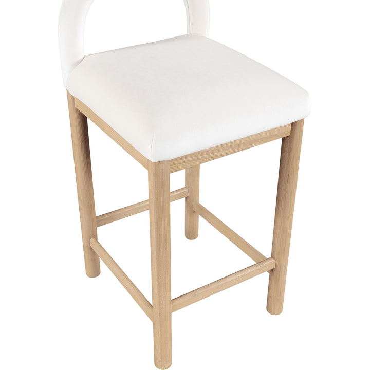 Conrad Velvet Upholstered Counter Stool — Cream / Natural