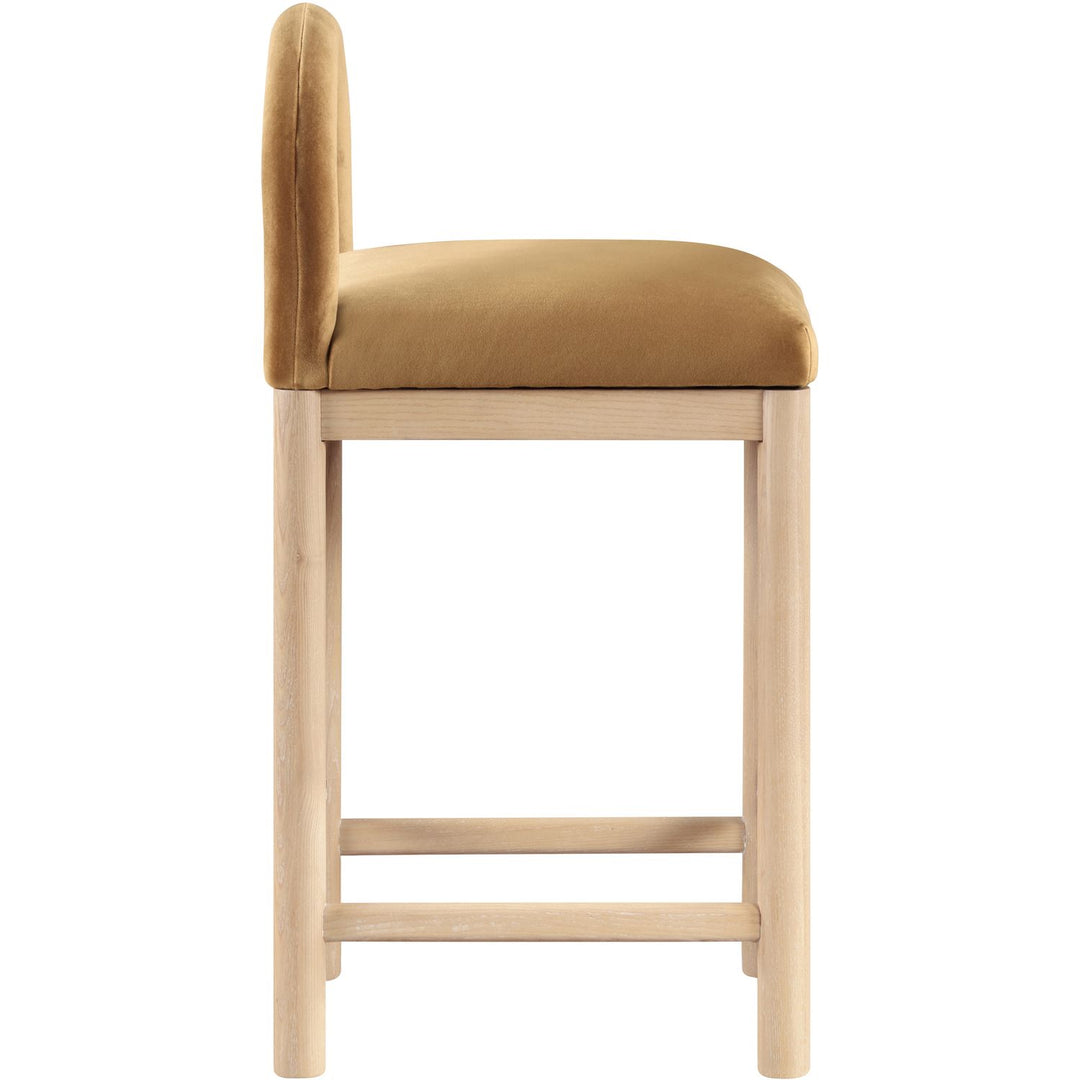 Conrad Velvet Upholstered Counter Stool — Saddle / Natural
