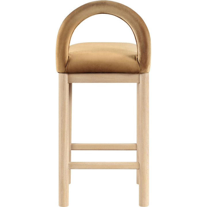 Conrad Velvet Upholstered Counter Stool — Saddle / Natural