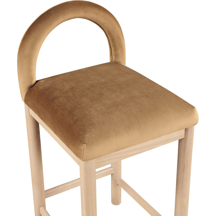 Conrad Velvet Upholstered Counter Stool — Saddle / Natural