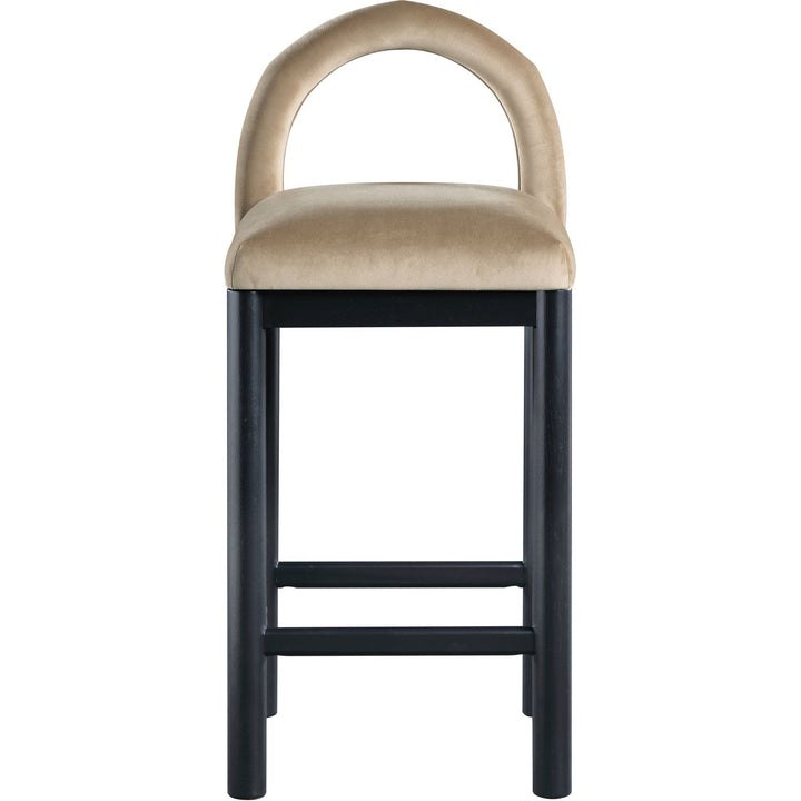 Conrad Velvet Upholstered Counter Stool — Beige / Black