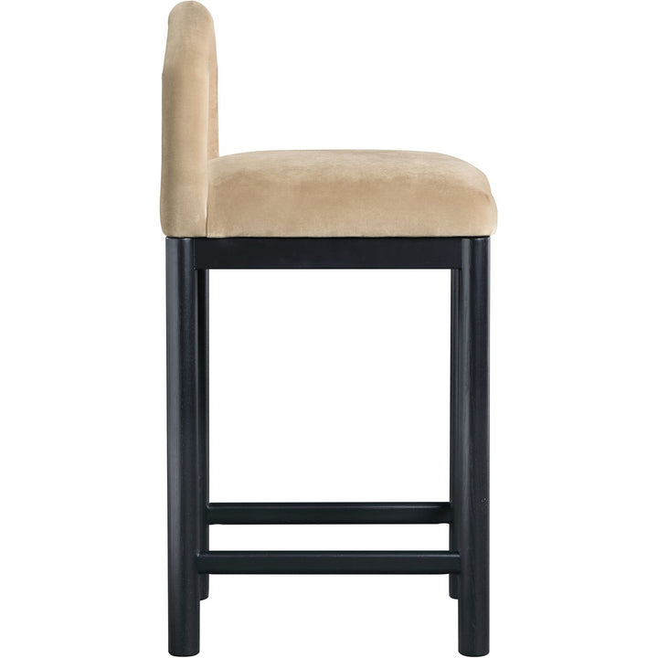 Conrad Velvet Upholstered Counter Stool — Beige / Black