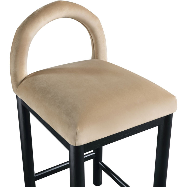 Conrad Velvet Upholstered Counter Stool — Beige / Black