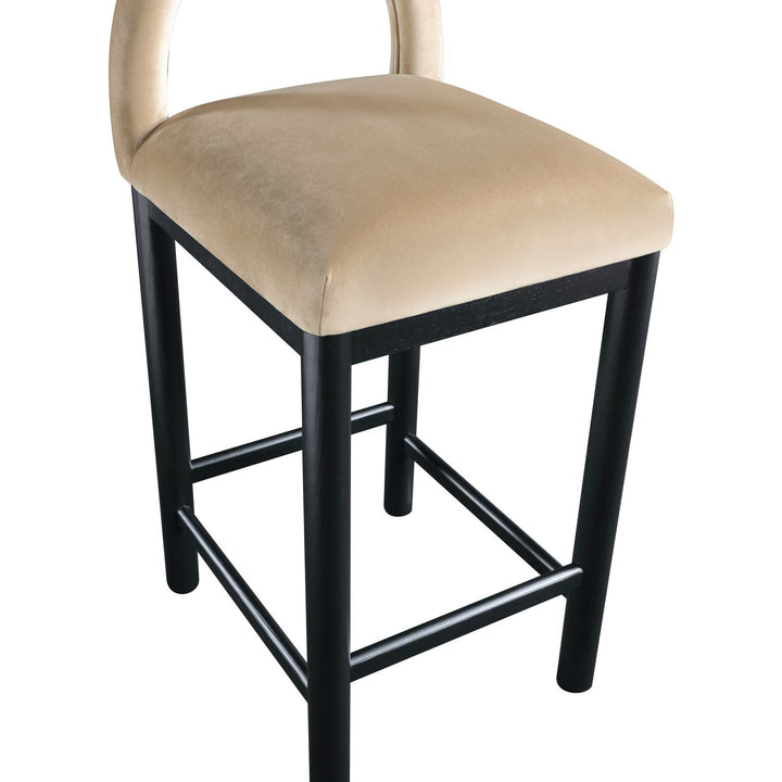Conrad Velvet Upholstered Counter Stool — Beige / Black