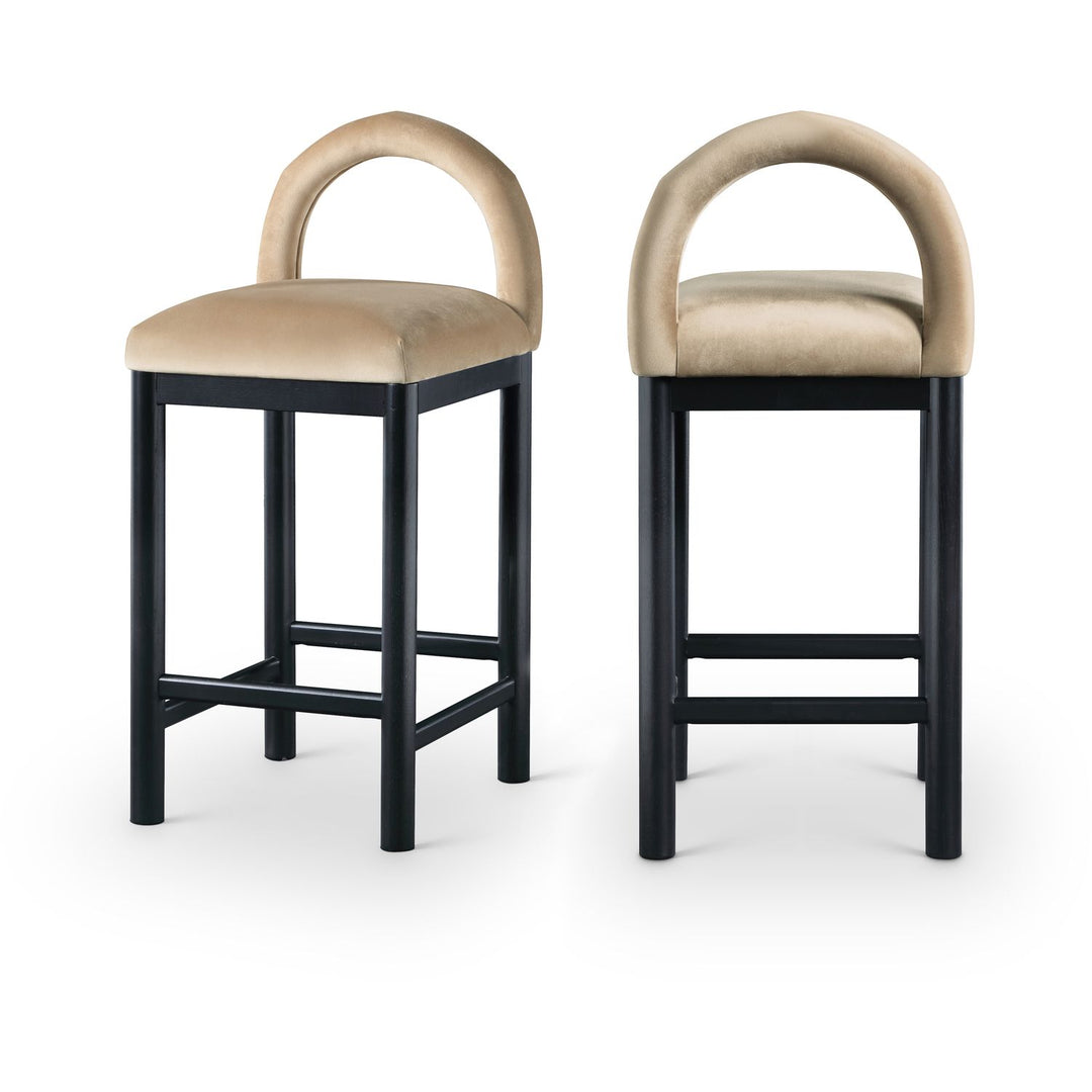 Conrad Beige Velvet Upholstered Counter Stool