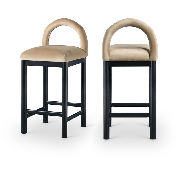 Conrad Beige Velvet Upholstered Counter Stool