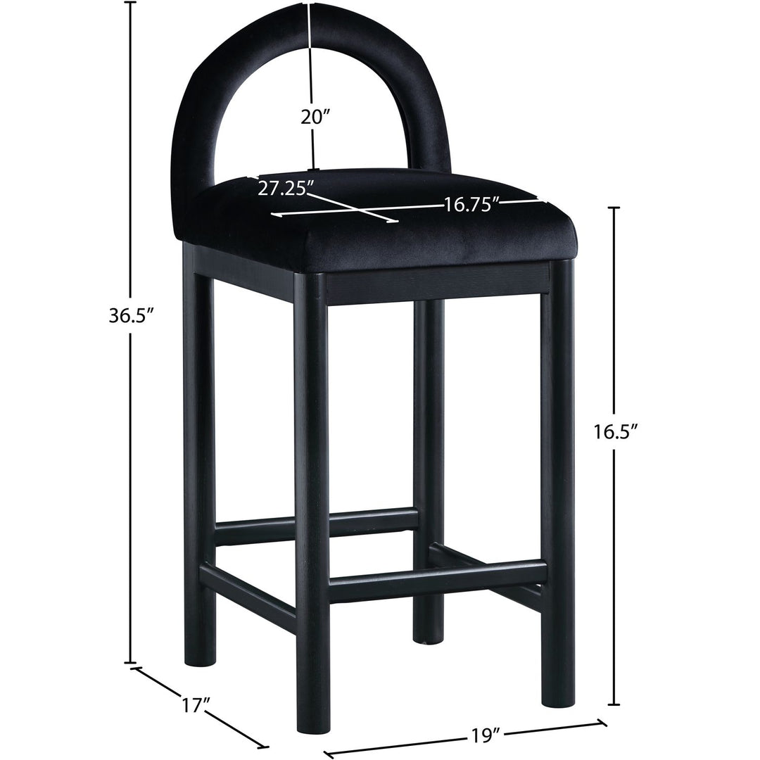 Conrad Velvet Upholstered Counter Stool — Black / Black