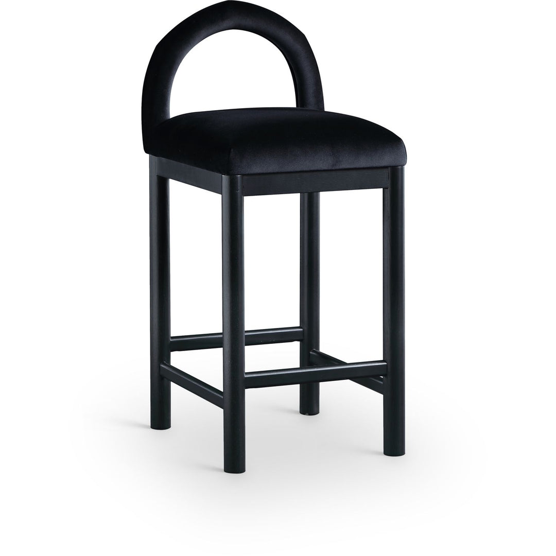 Conrad Velvet Upholstered Counter Stool — Black / Black