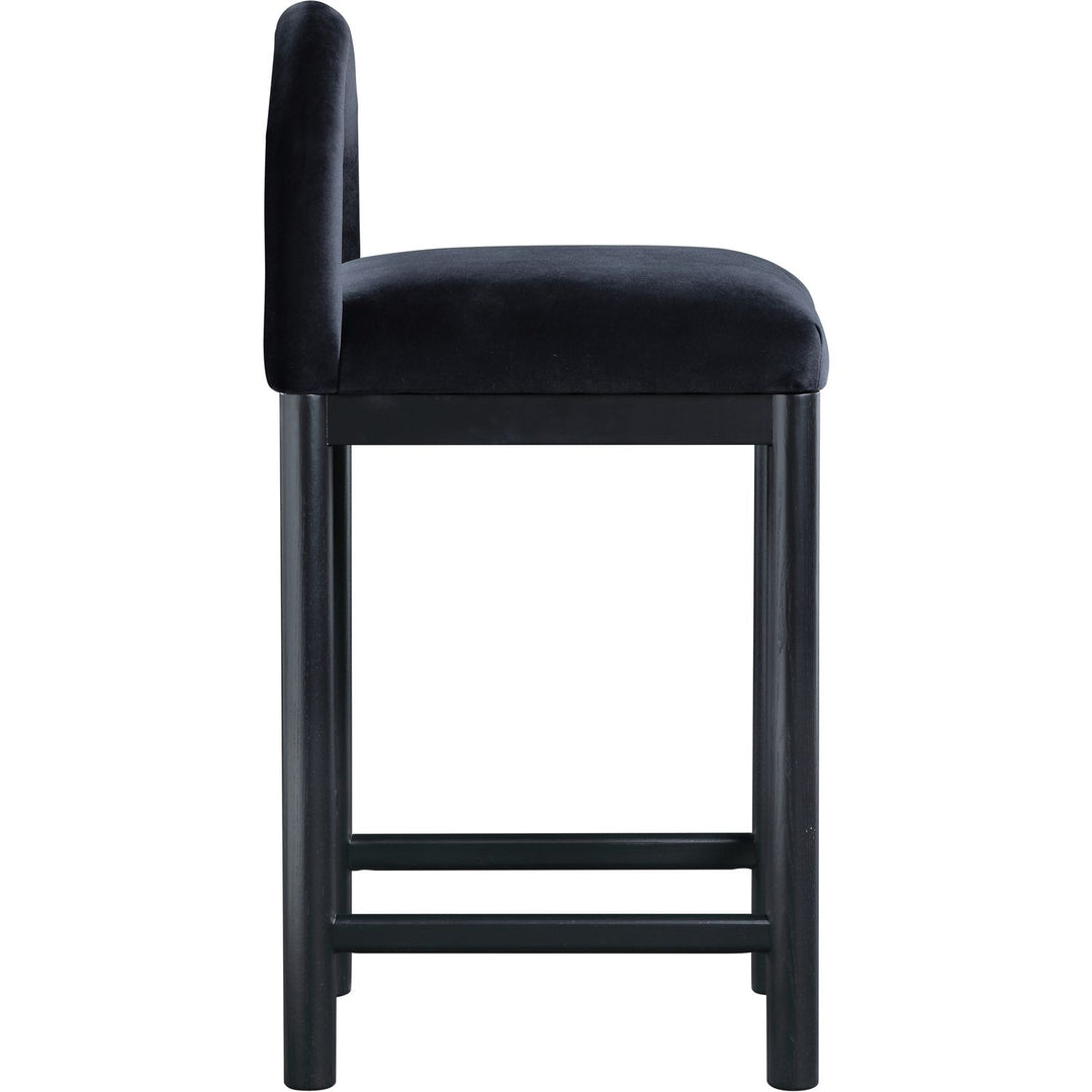 Conrad Velvet Upholstered Counter Stool — Black / Black