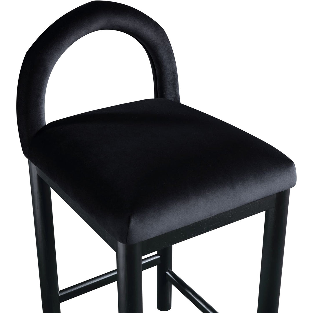 Conrad Velvet Upholstered Counter Stool — Black / Black