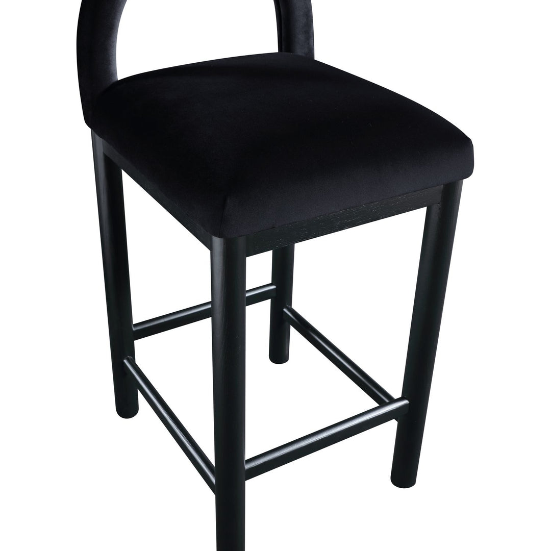 Conrad Velvet Upholstered Counter Stool — Black / Black