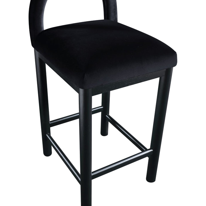 Conrad Velvet Upholstered Counter Stool — Black / Black