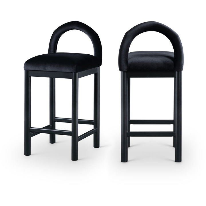 Conrad Black Velvet Upholstered Counter Stool