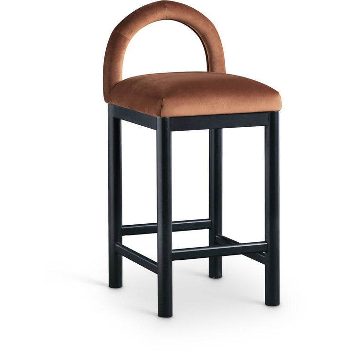 Conrad Velvet Upholstered Counter Stool — Cognac / Black
