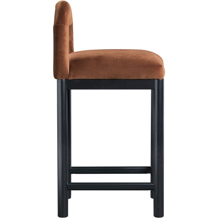 Conrad Velvet Upholstered Counter Stool — Cognac / Black
