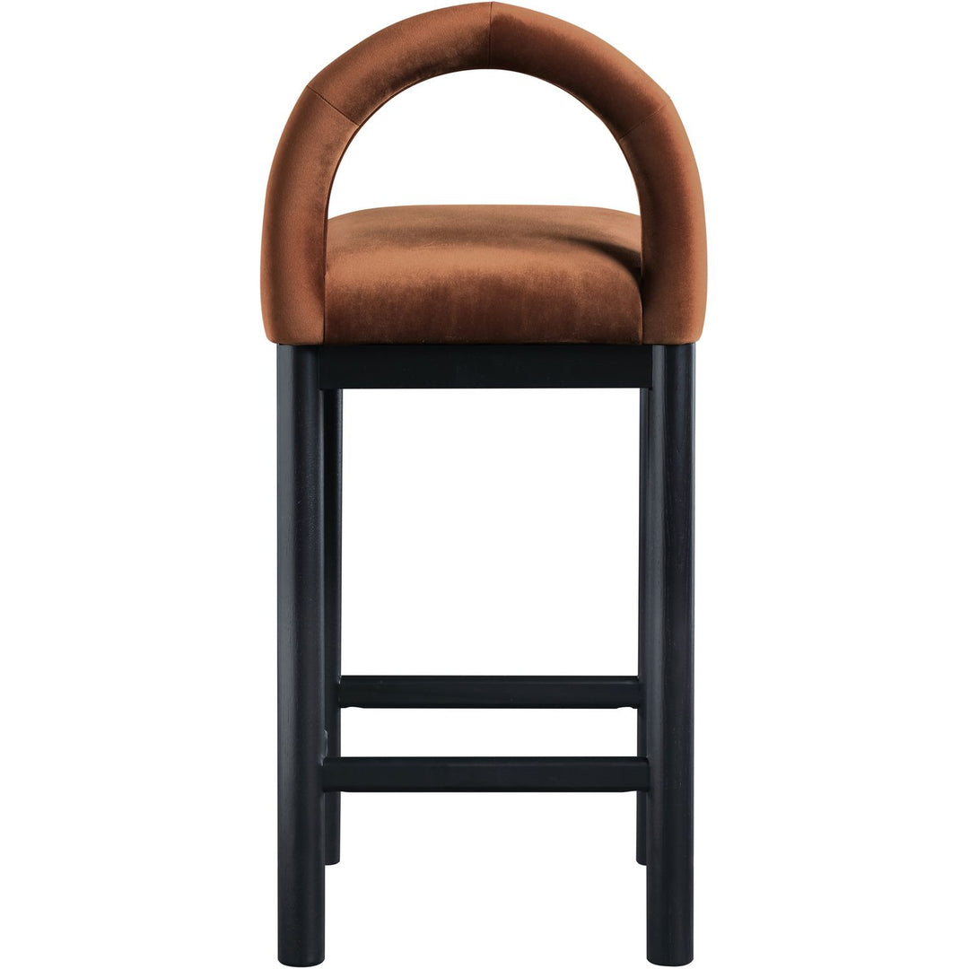 Conrad Velvet Upholstered Counter Stool — Cognac / Black