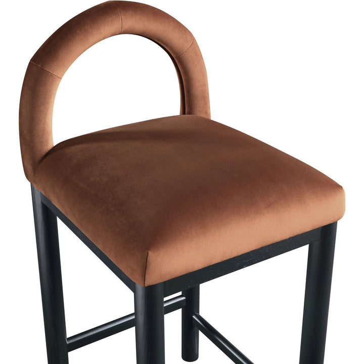Conrad Velvet Upholstered Counter Stool — Cognac / Black