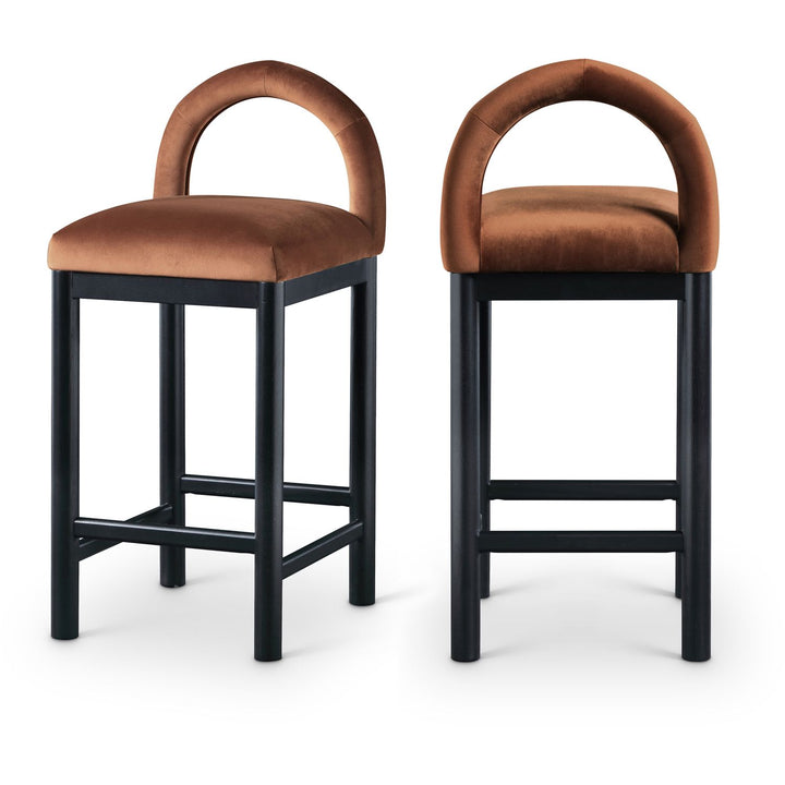 Conrad Cognac Velvet Upholstered Counter Stool